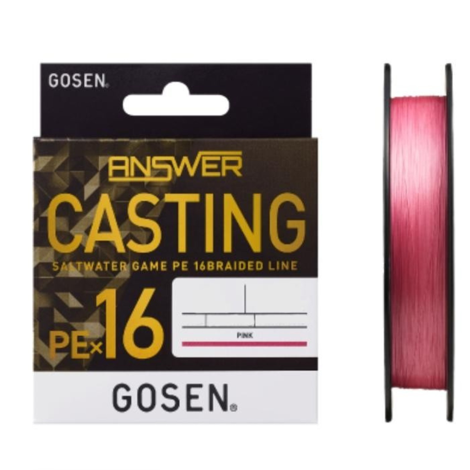 Gosen 16 Braid PE for casting 150ｍ-200ｍ　Pink　＃0.8-＃2 from JAPAN
