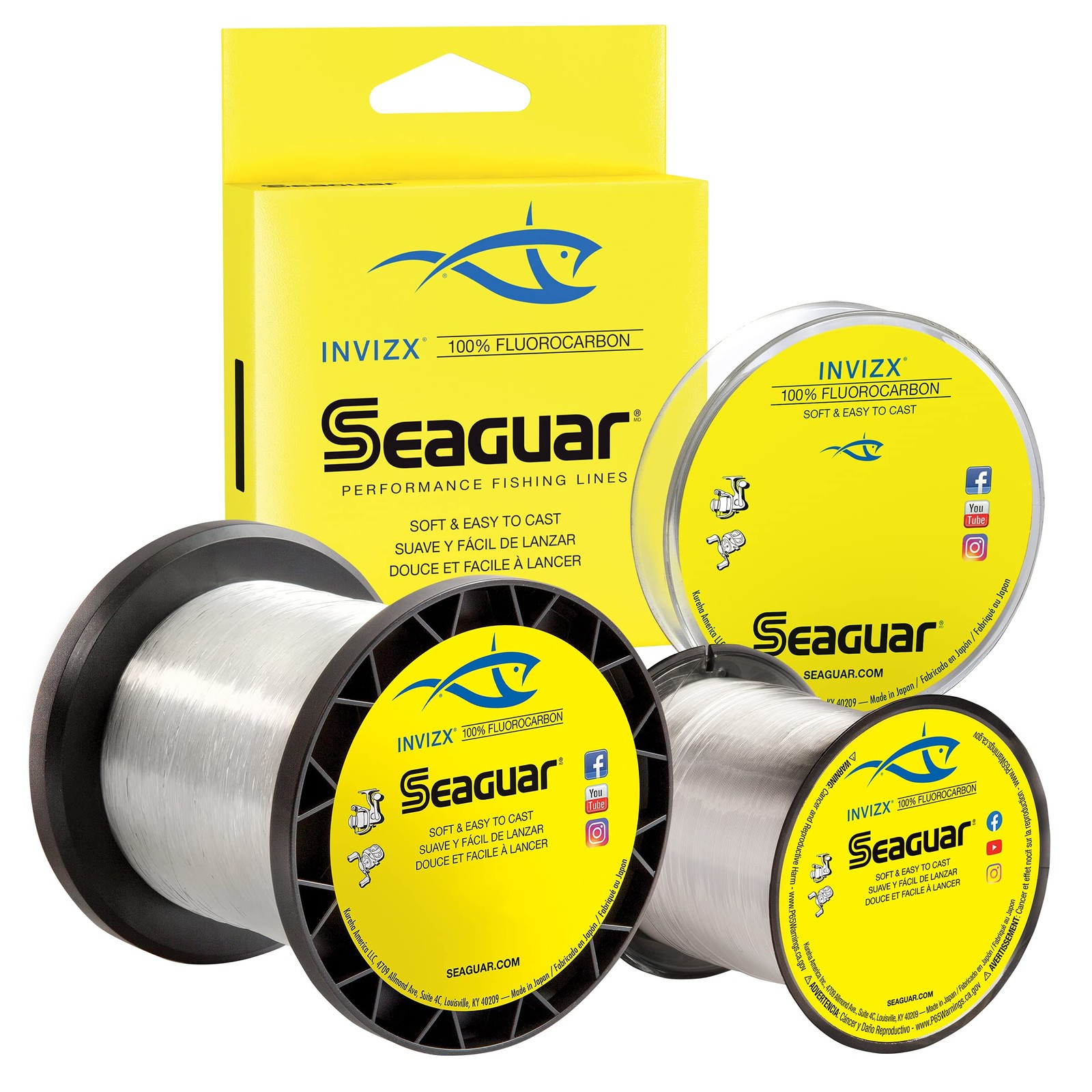 Seaguar InvizX Freshwater 100% Fluorocarbon Fishing Line 10lbs/600yds, Clear