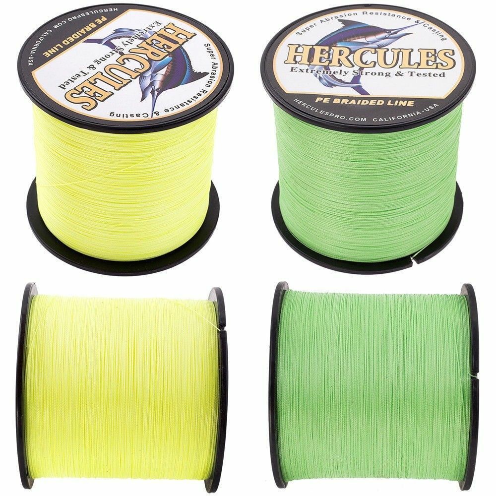 HERCULES Fluorescent Green Yellow PE Extreme Braided Fishing Line 4 / 8 Strands