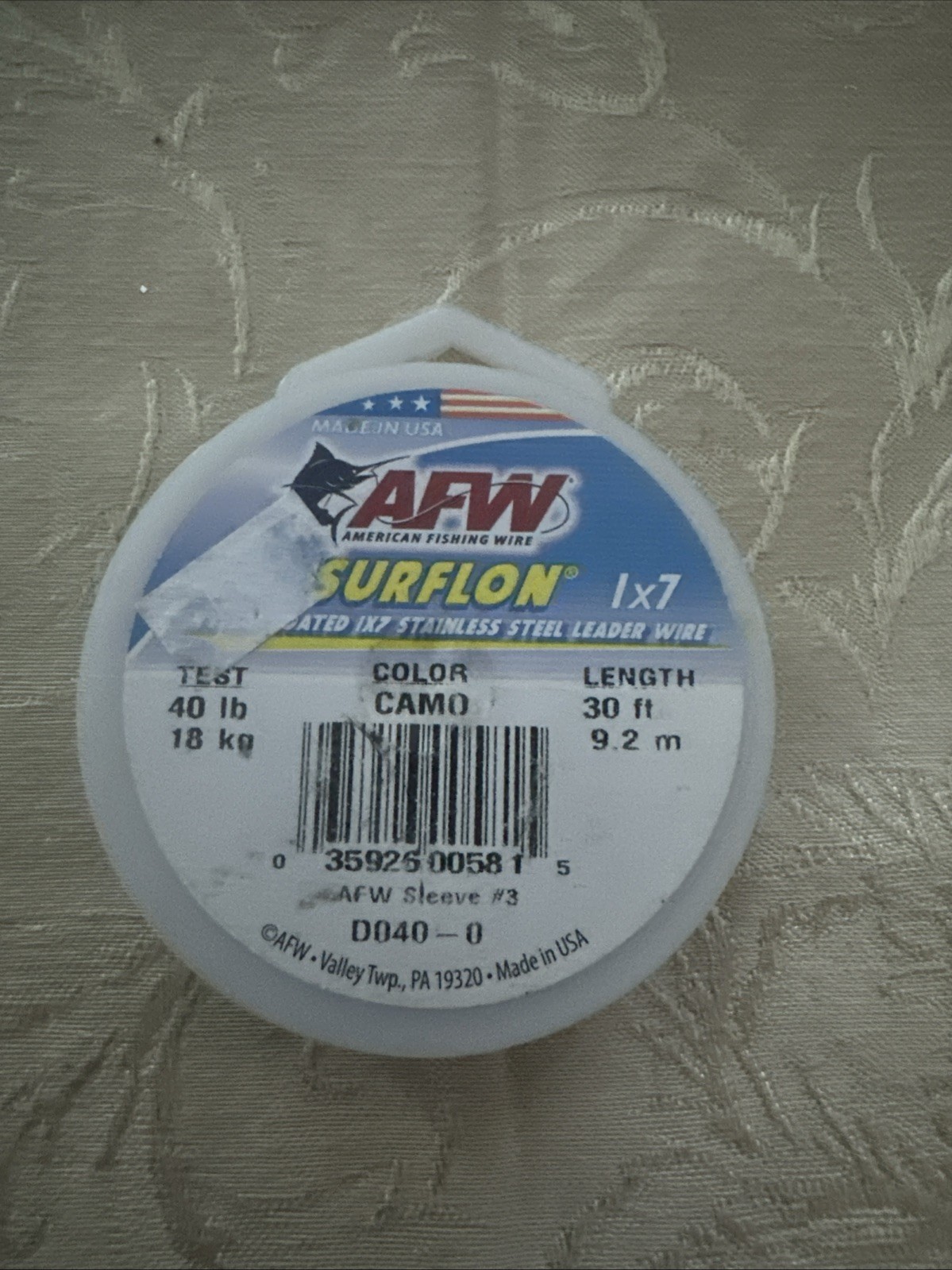 AFW Surflon 1×7 40lbs 30ft Long Stainless Steel Leader
