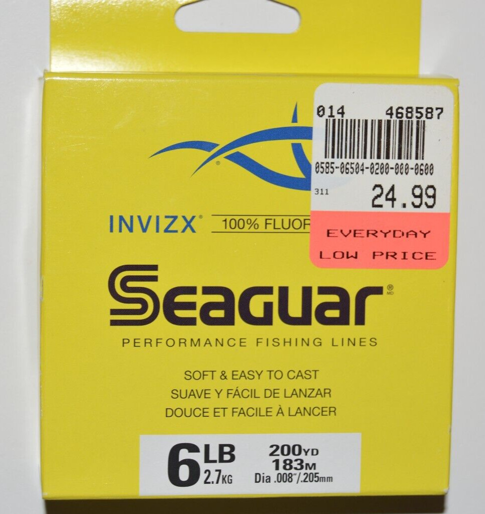 seaguar invizx 100% fluorocarbon 6lb 200yds clear fishing line