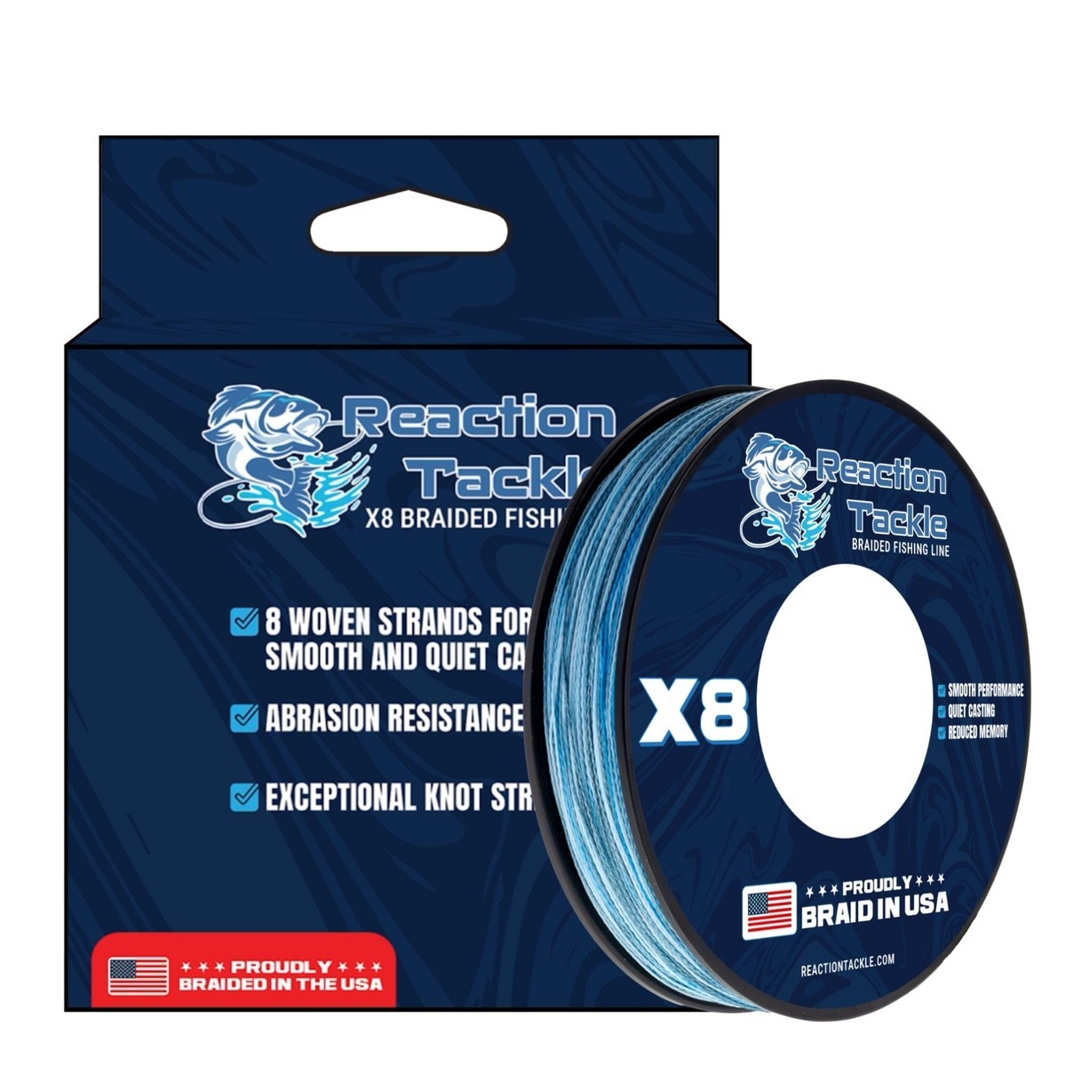 Reaction Tackle Braided Line 8X Blue Camo 20 LB (300 Yards)