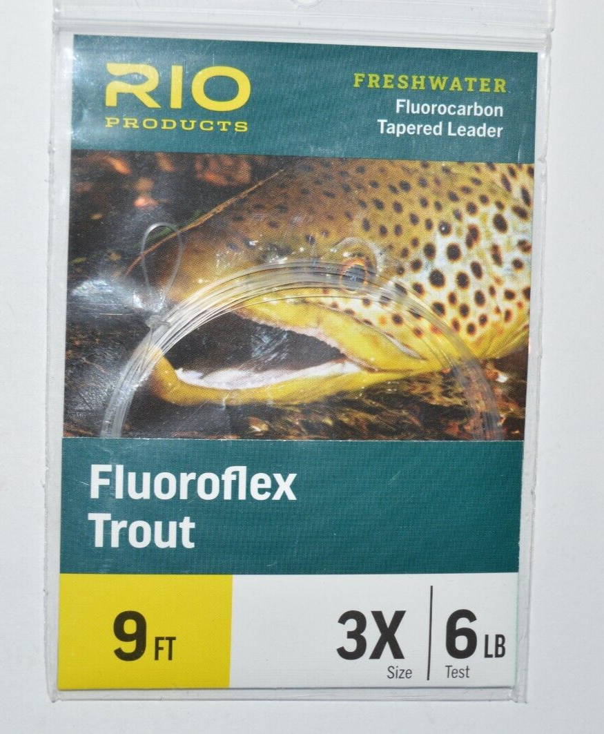 rio fluoroflex fluorocarbon trout tapered leaders 9ft 3x 6lb flyfishing
