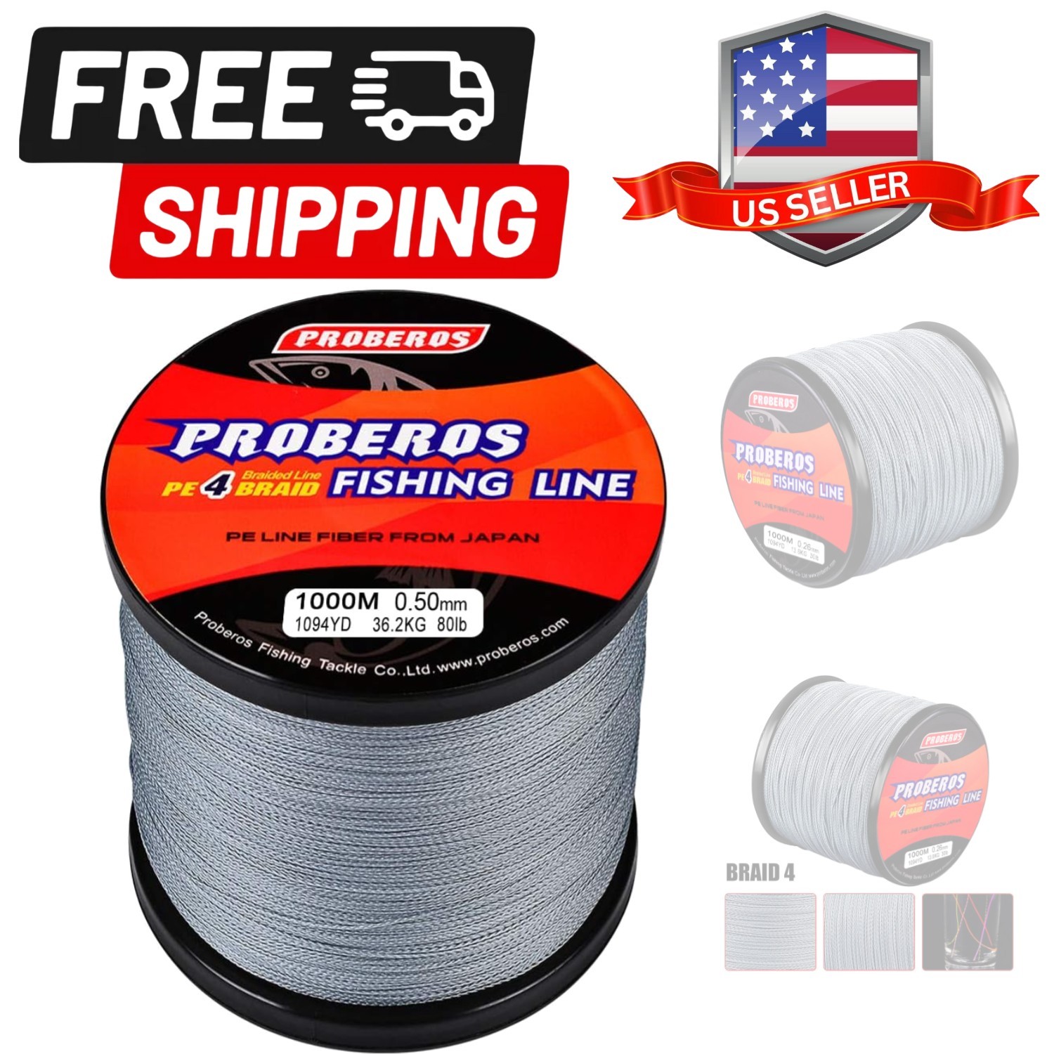 Braided Fishing Line 4 Strands Stronger Multifilament PE Braid Wire for Saltw…