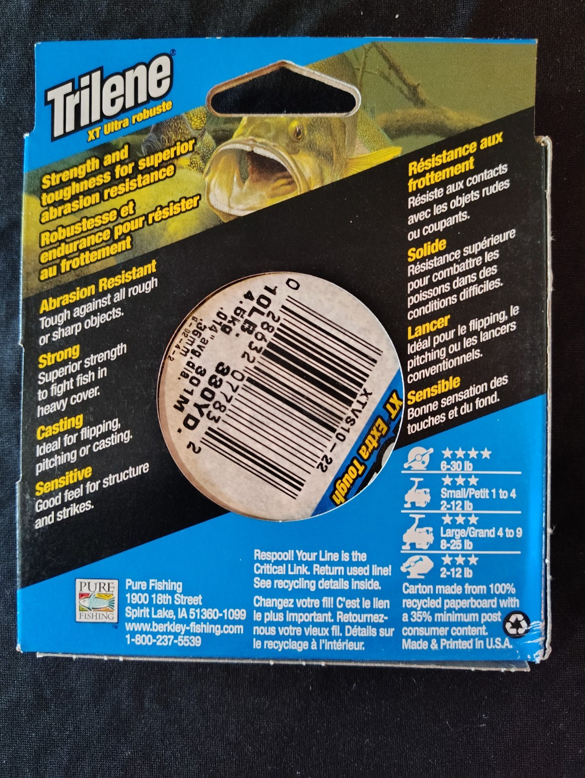 Berkley Trilene XT Extra Tough Lo-Vis Green Monofilament 330yd