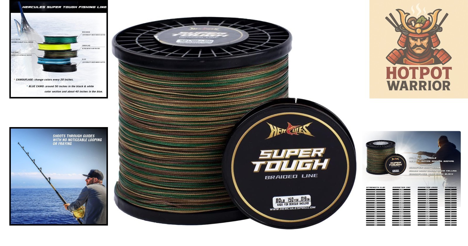 Super Tough Braided Fishing Line 4/8 Strands – 300 Yards, 4lb to 160lb Strength