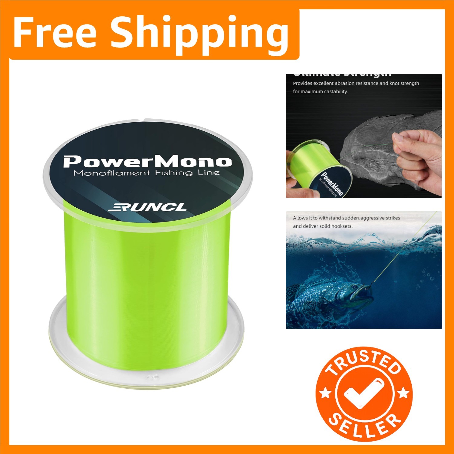 Neutral Buoyancy PowerMono Fishing Line, 300Yds – Perfect for Topwater Fishing