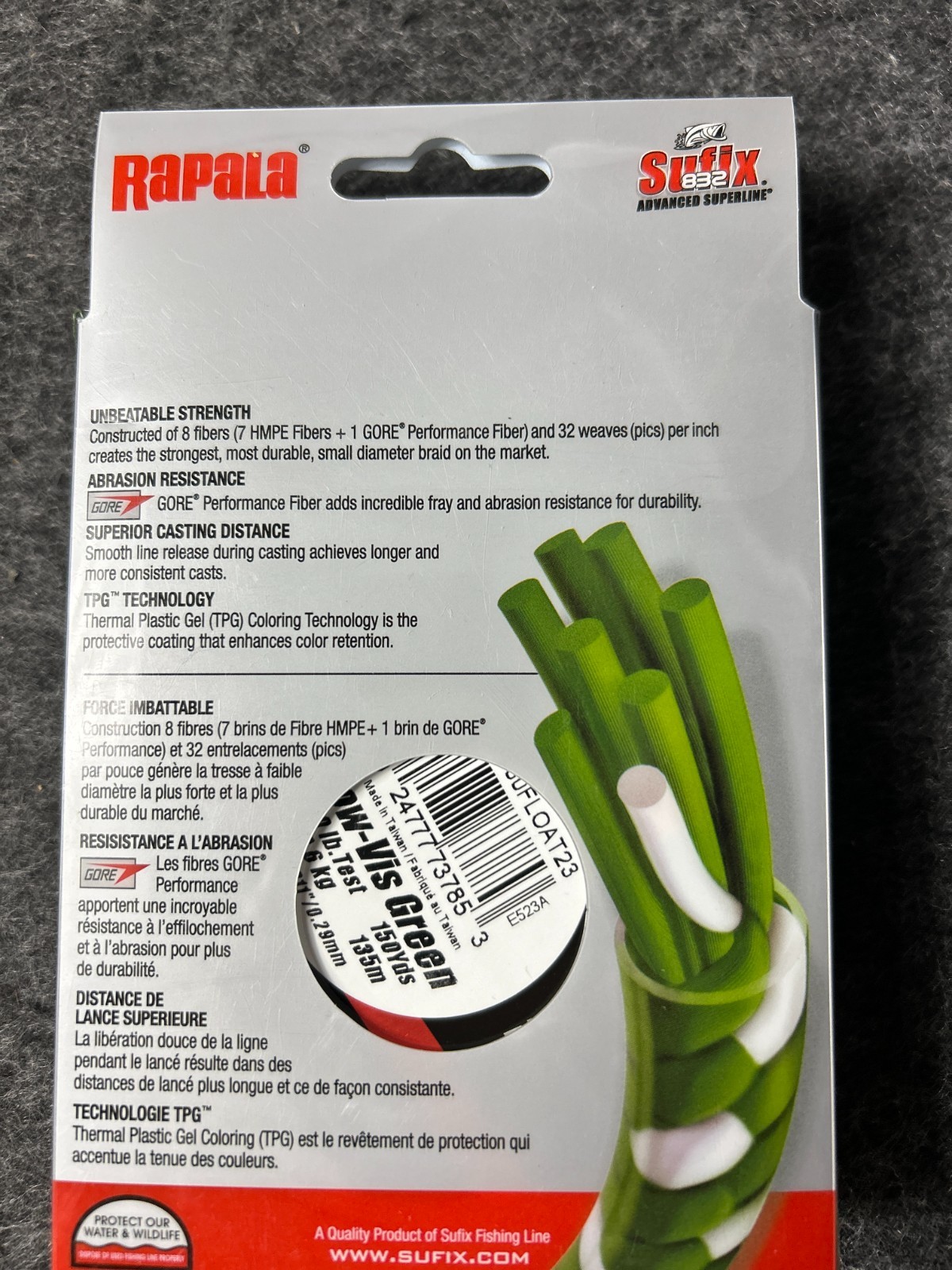Sufix 832 30lb braid fishing line advanced super low vis green lot 2