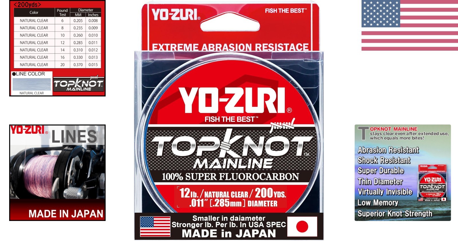 Yo-Zuri Topknots 200 Yards Fluorocarbon Fishing Line – Invisible 12lb Strength