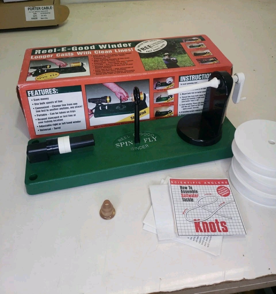 Reel-E-Good Winder. Fly, Spin, Bait Casting Fishing Reel Line Loader. Excellent