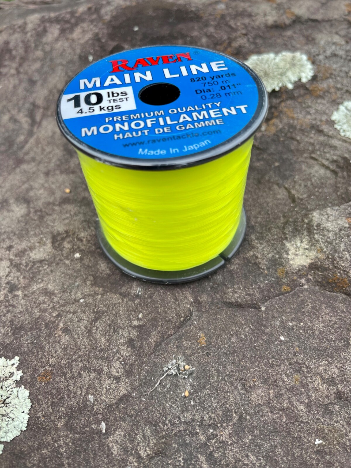 Raven Premium Monofilament fishing Line, 10 Lb Test Hi Vis Yellow, 820 Yds