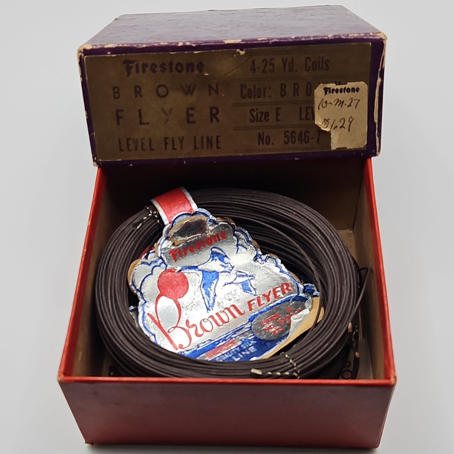 Firestone Brown Flyer Silk Level Fly Line Size E 25 yd Brown 5646-7 For Display