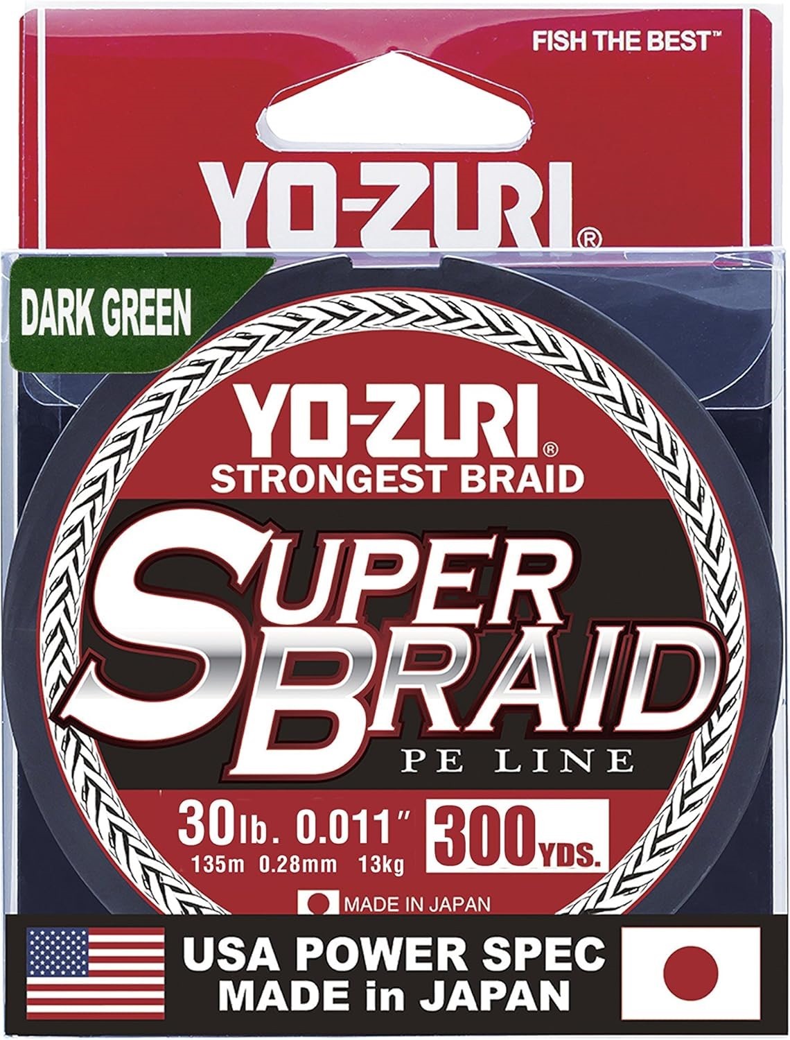Yo-Zuri SuperBraid Fishing Line, 30 lb Test 300 Yard R1267-DG, Dark Green NEW