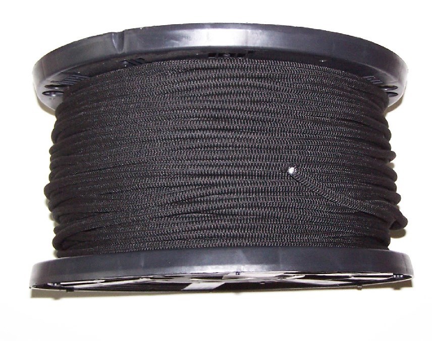 100 Feet 5/16″ Black Bungee Core Shock Cord Diamond Braided Polyster