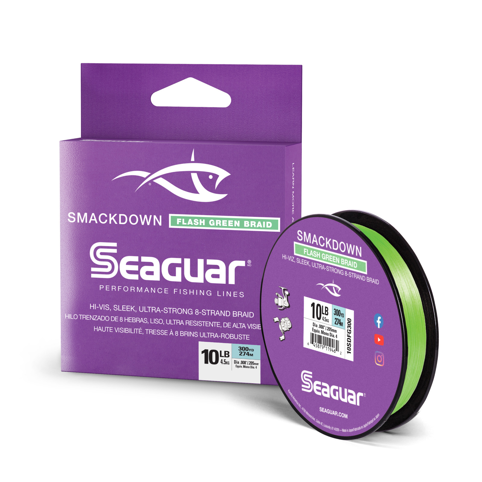 Seaguar – Braid – SMACKDOWN GREEN 300 Yard Spool ( SDFG300 ) Pick any Pound Test
