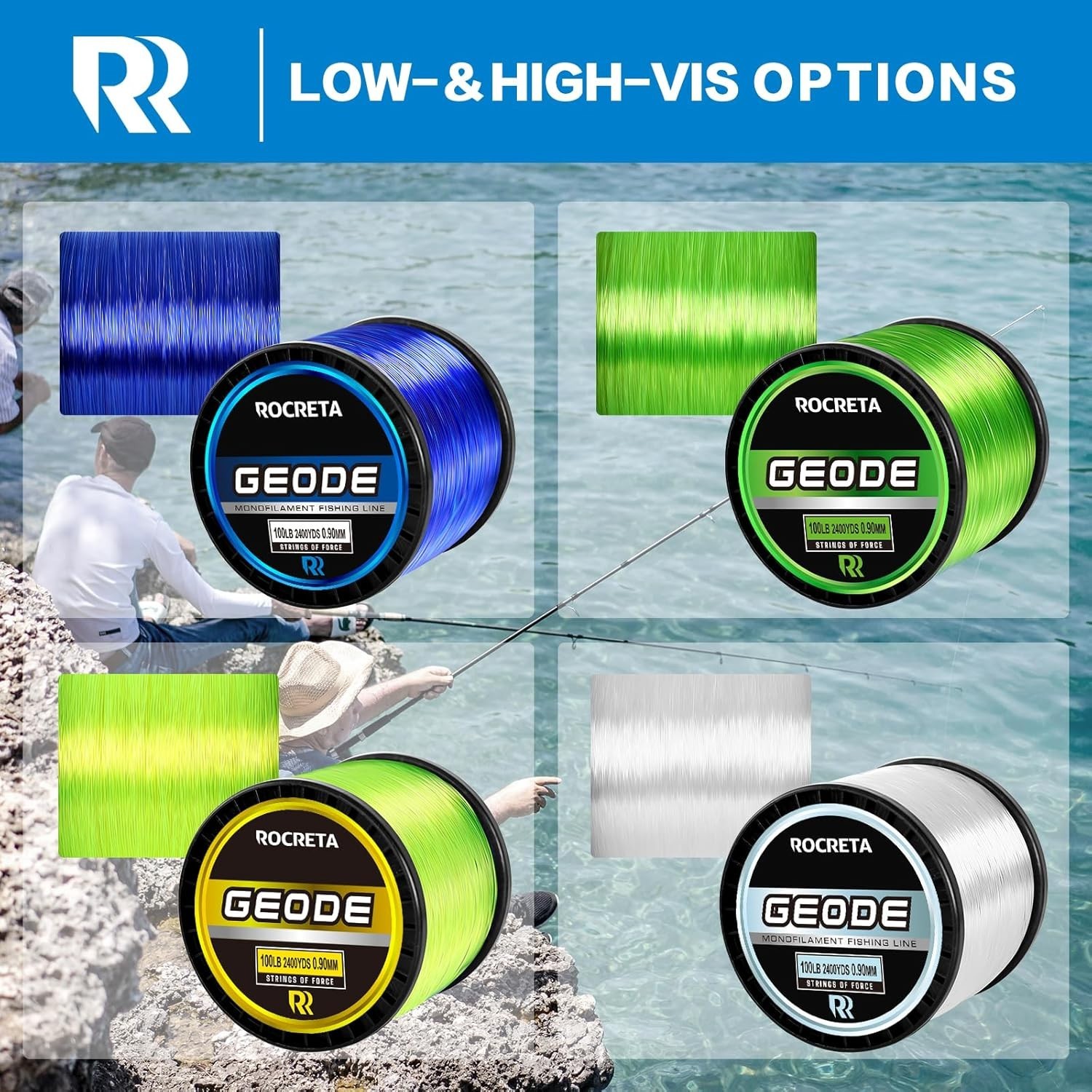 Geode Monofilament Fishing Line – Resistant Nylon Mono Fishing Line 3-100lb …