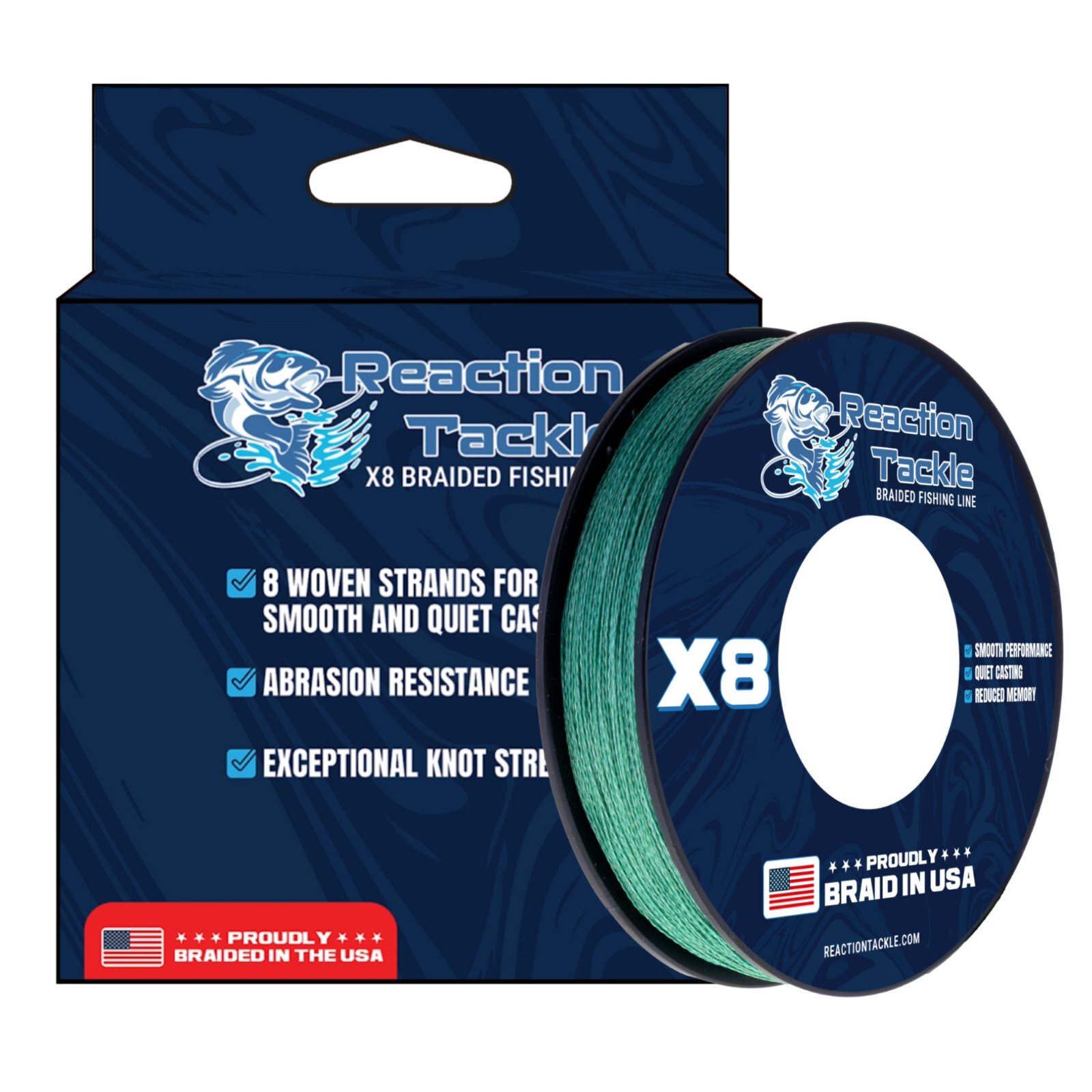Reaction Tackle BRAIDED IN THE USA Fishing Line- 8X