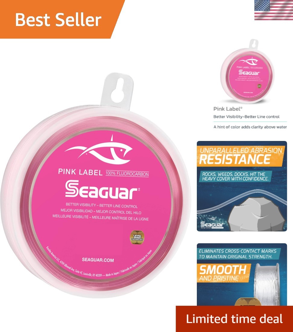 Pink Label 100% Fluorocarbon Fishing Leader Line, 60lbs/25yds – Quality