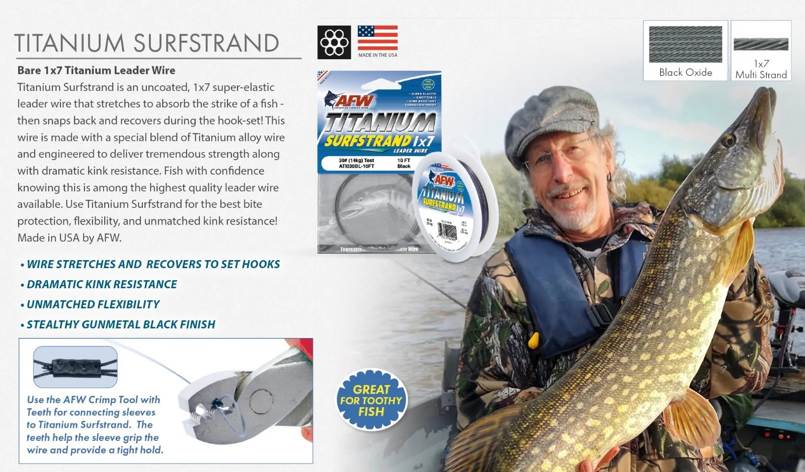 AFW Surfstrand 7-Strand Titanium Leader Wire for making better Predator rigs