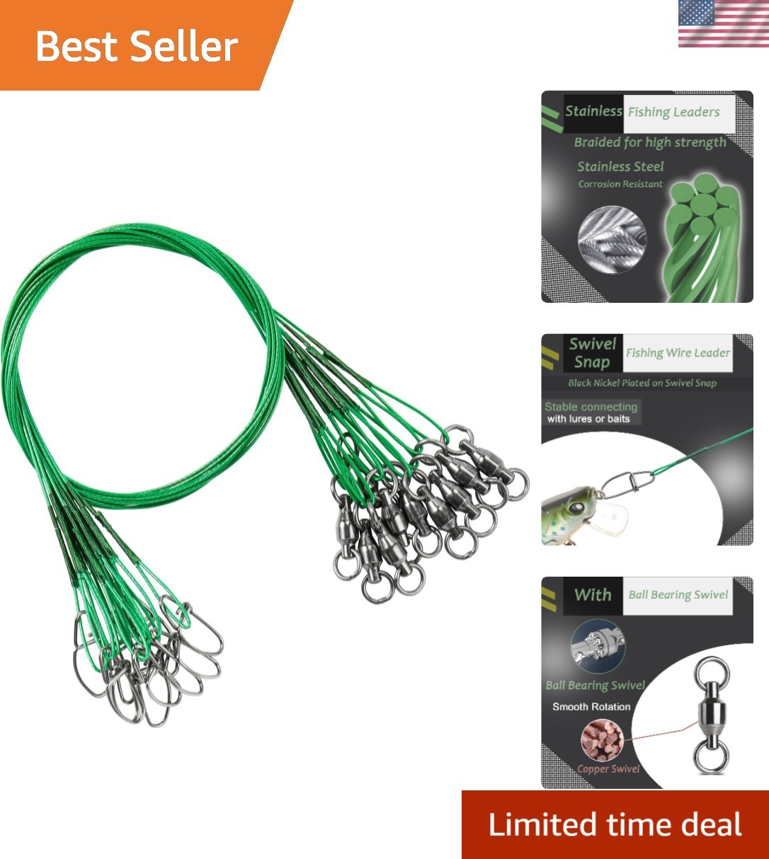 Versatile 20 Pack Stainless Steel Fishing Leaders for Saltwater & Freshwater