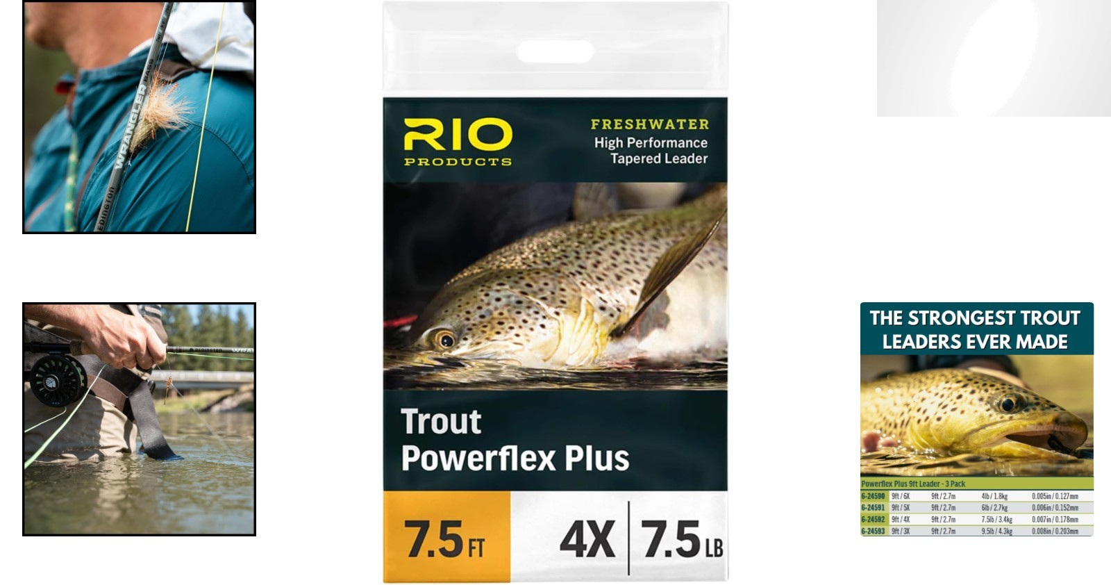 19lb Breaking Strength 9ft Nylon Trout Leaders with High Strength Taper – 3 Pack