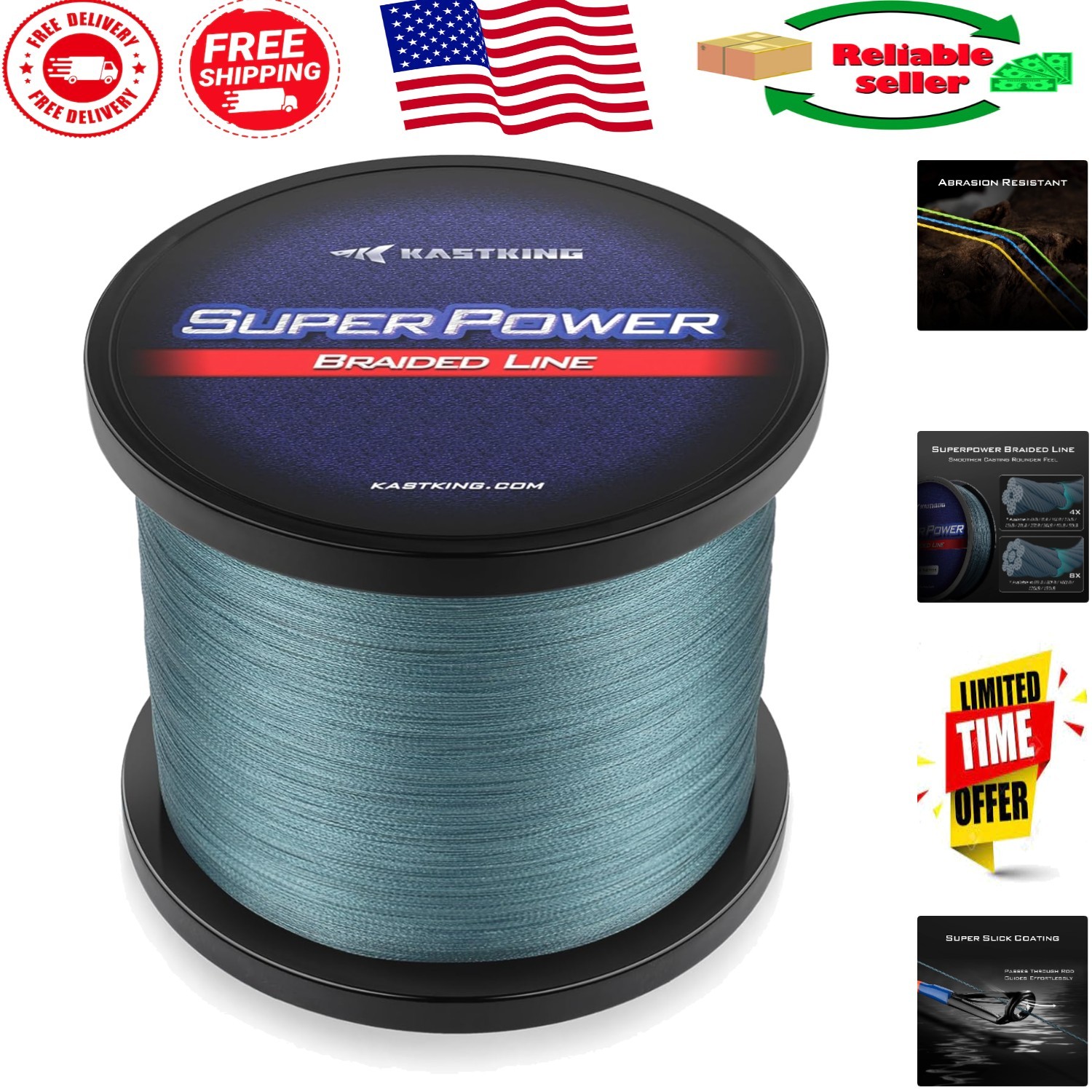 KastKing SuperPower Braided Fishing Line 20lb – Abrasion Resistant, Zero Stretch
