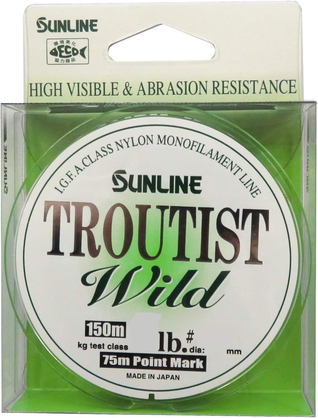 Sunline Nylon Line Troutist WILD 150m 0.6 2.5LB Supermat Green