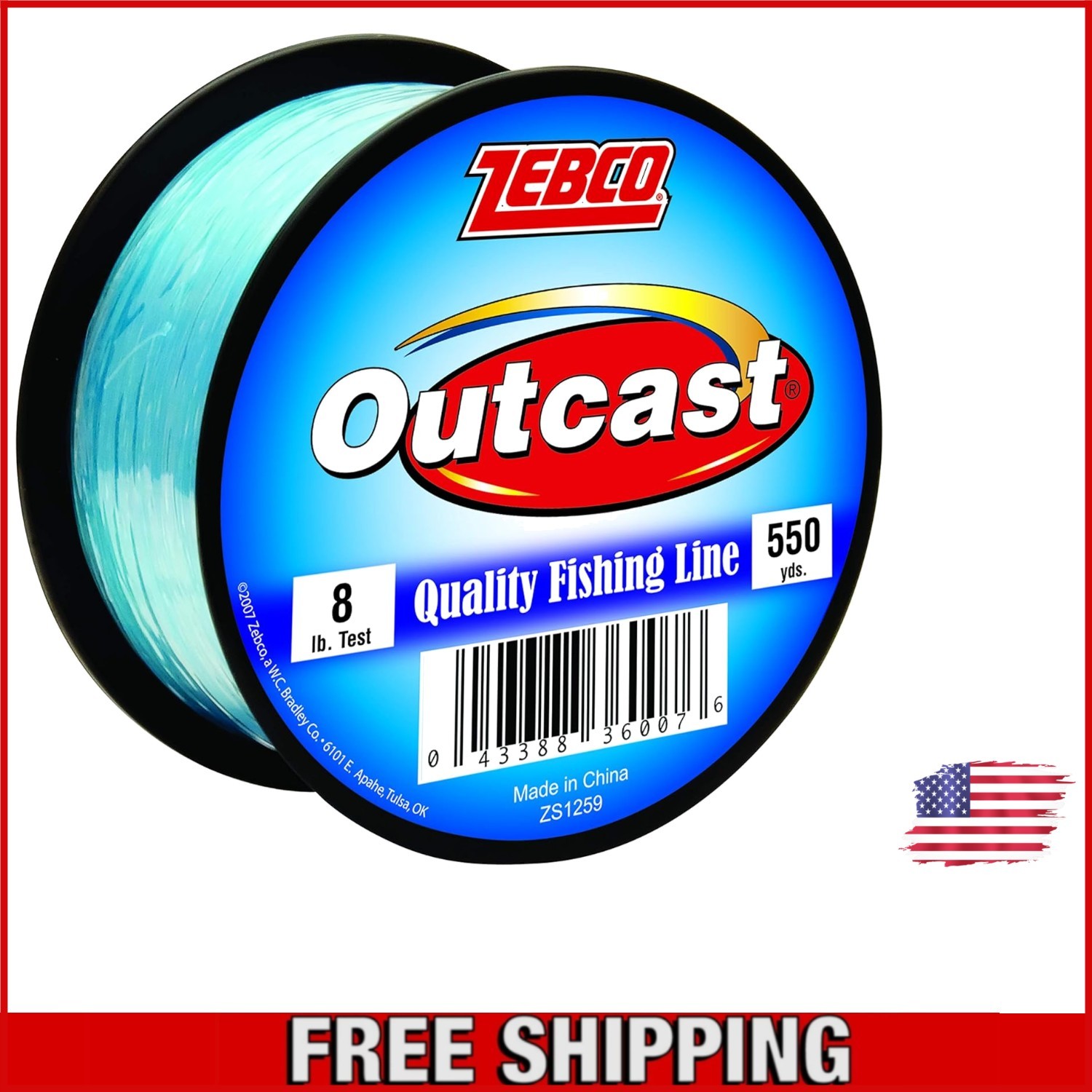 High Tensile Strength Outcast Fishing Line – 550 Yards of Blue Monofilament