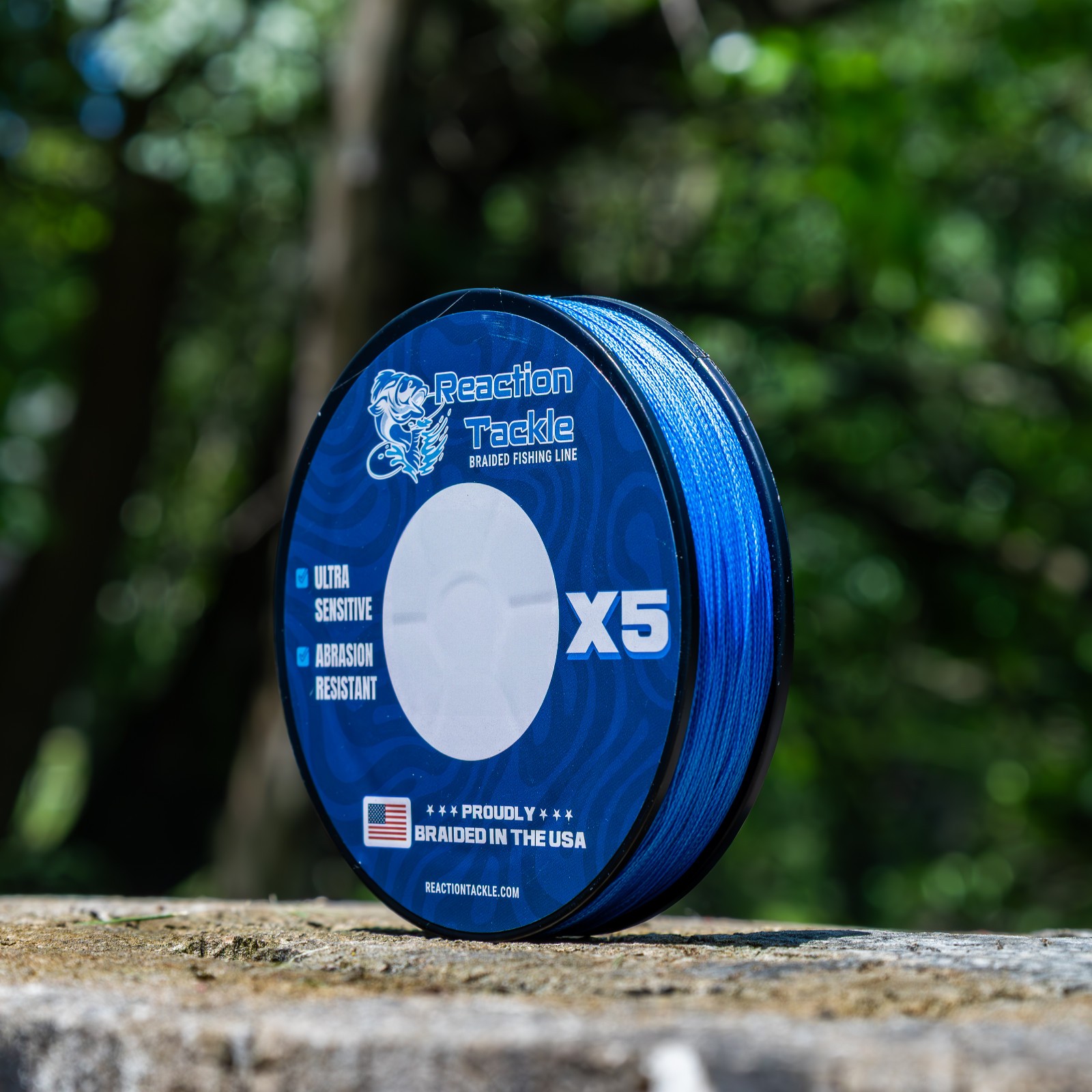 Reaction Tackle Braided Fishing Line Braided in USA 5X Blue or Green Braid