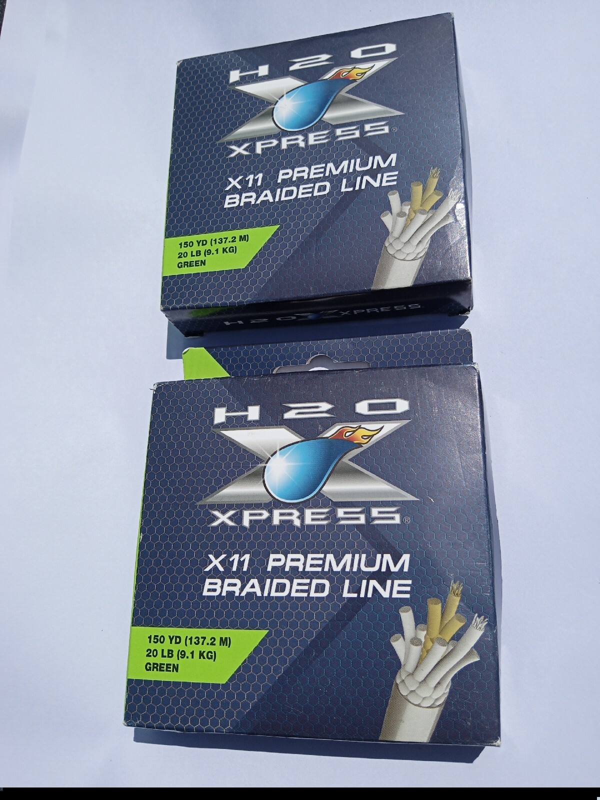 Lot of 2 H2O Express X11 Premium Braided Line. 150 Yd 20 LB Green! Lot F1