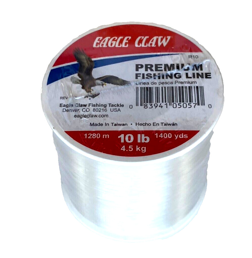 Eagle Claw Premium Fishing Line 10lb Test Clear 1400 Yards Spool – Free Shipping