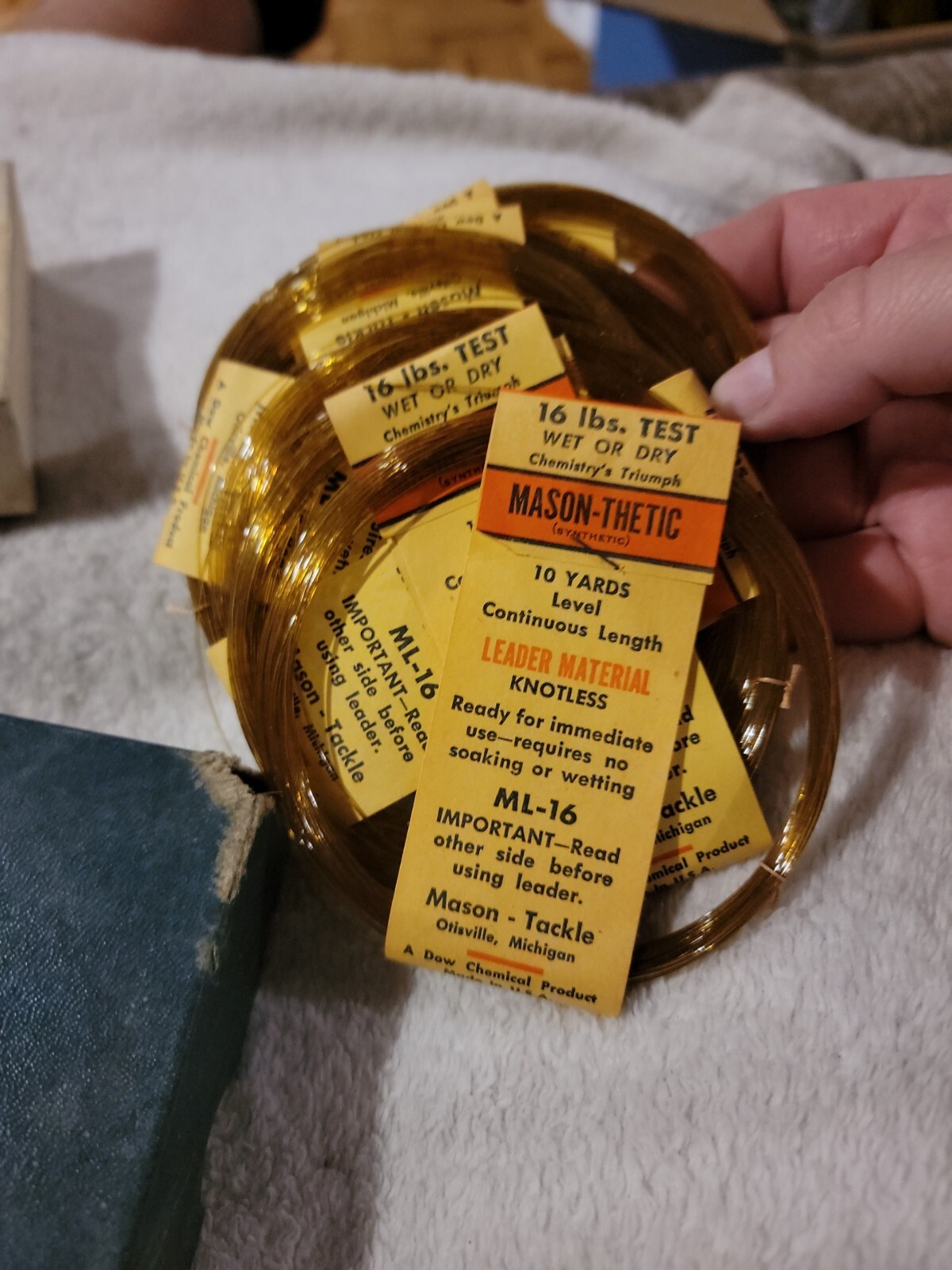 Vintage Mason Tackle. Mason-Thetic Leader Material. 16 lbs 10 yds. Fishing Line.