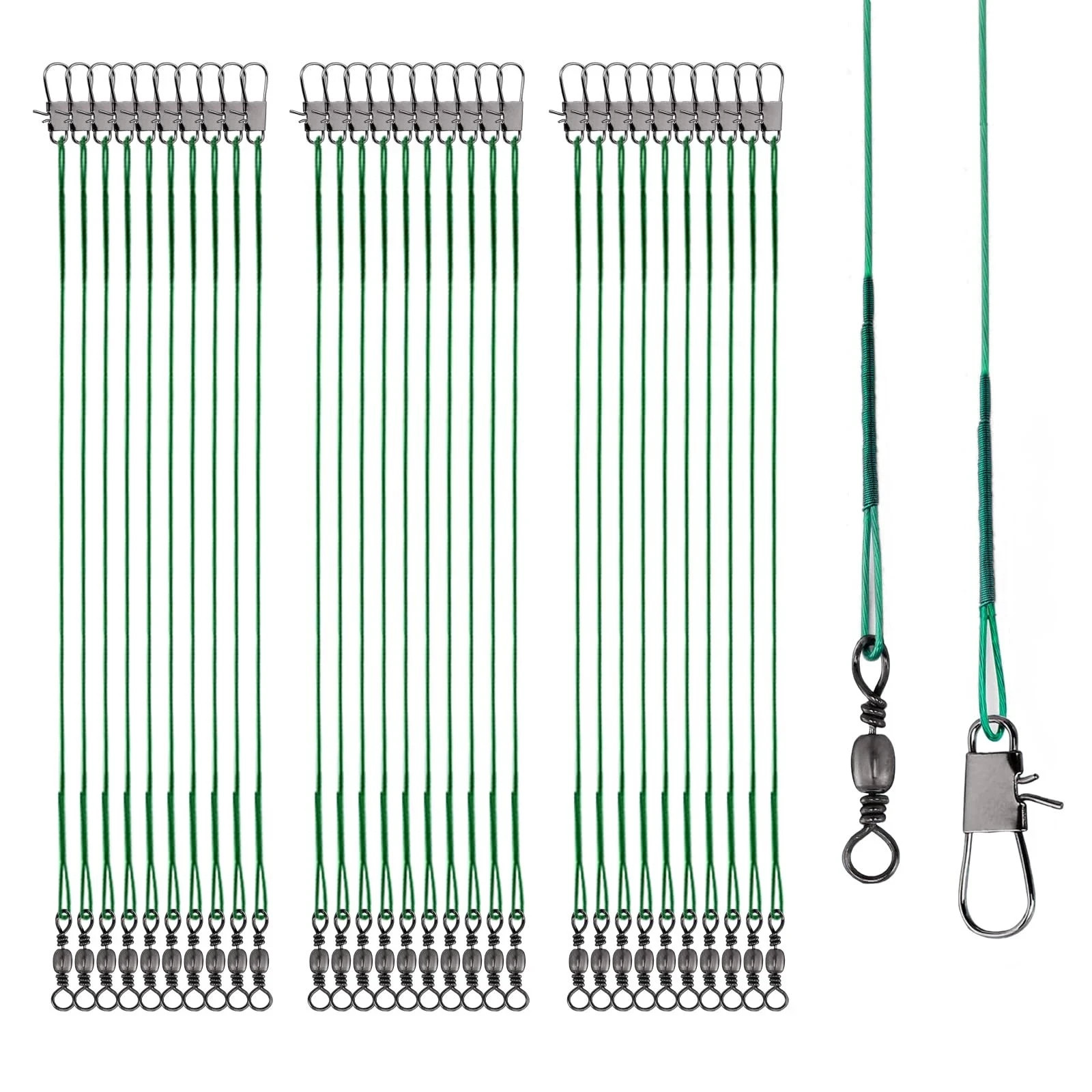 Fishing Leaders, 30pcs Stainless Steel Leader Wire Fishing Leader Line with Swiv