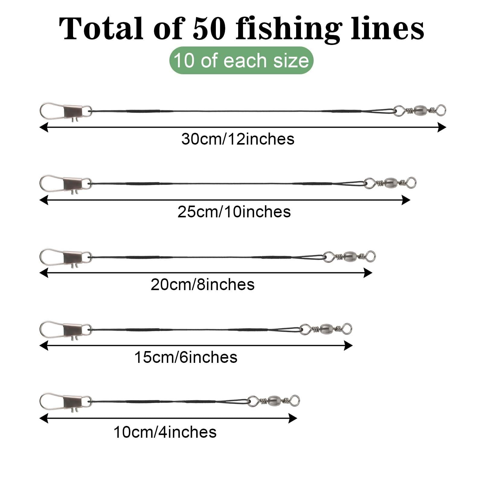 50 Pcs Fishing Leaders, Stainless Steel Fishing Leaders with Snap and Swivel,…