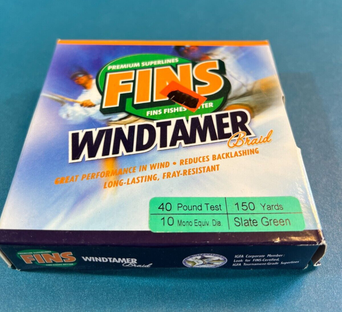 FINS Windtamer Braided Fishing Line 150yds 40lb SLATE GREEN