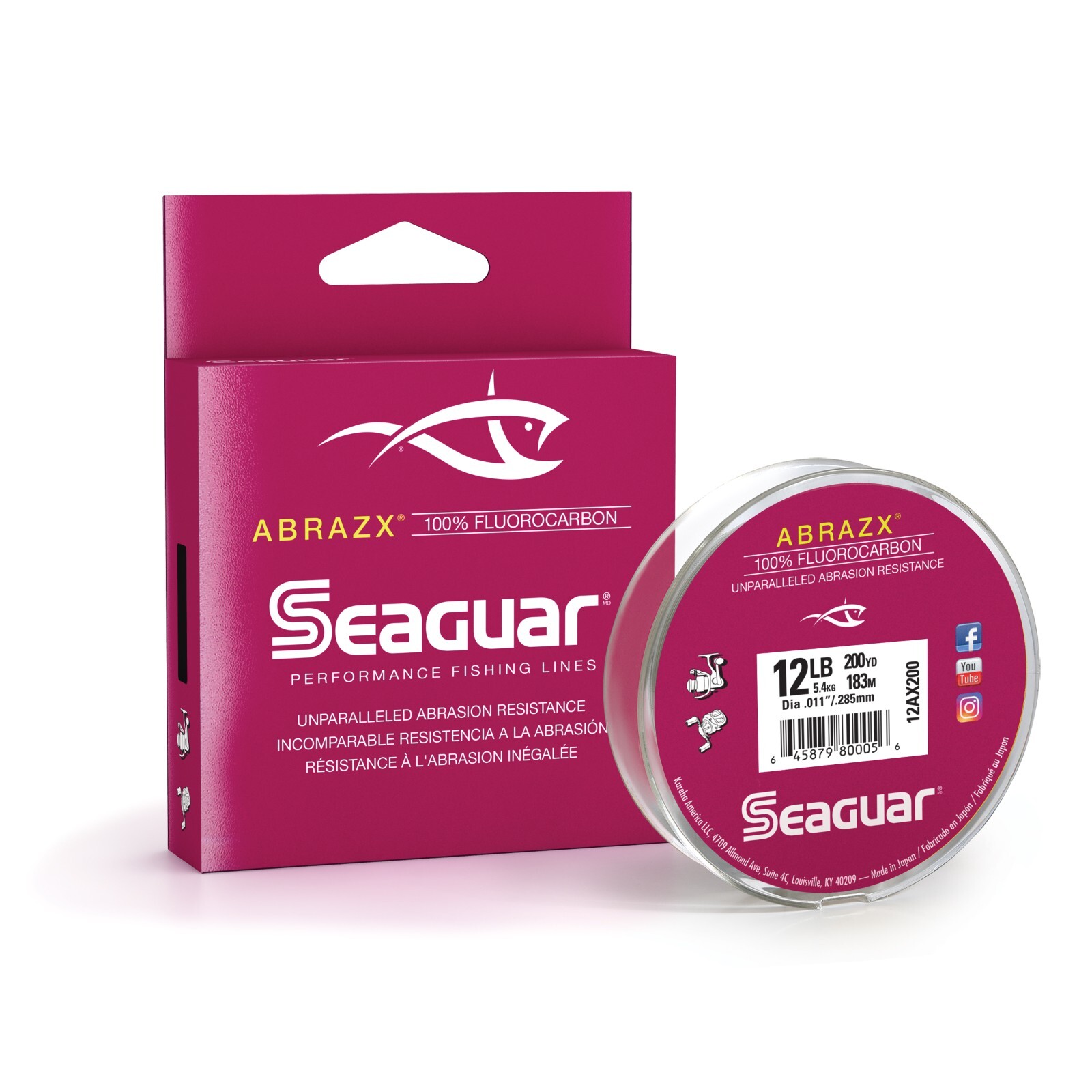 Seaguar AbrazX Fluorocarbon Line 200 Yard Filler Spool Any Pound Test