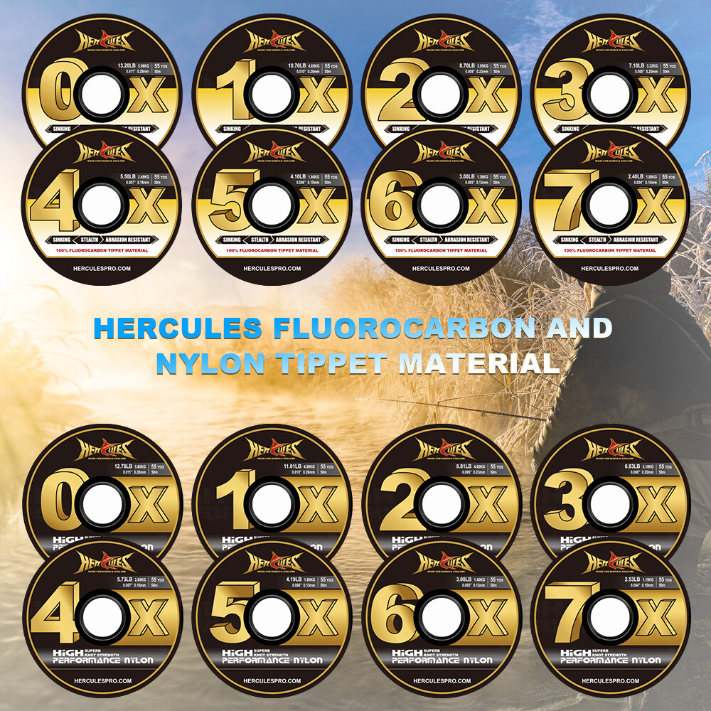 HERCULES 3 Spools 50 Meters Fly Fishing Tippets Line Fluorocarbon Clear Nylon