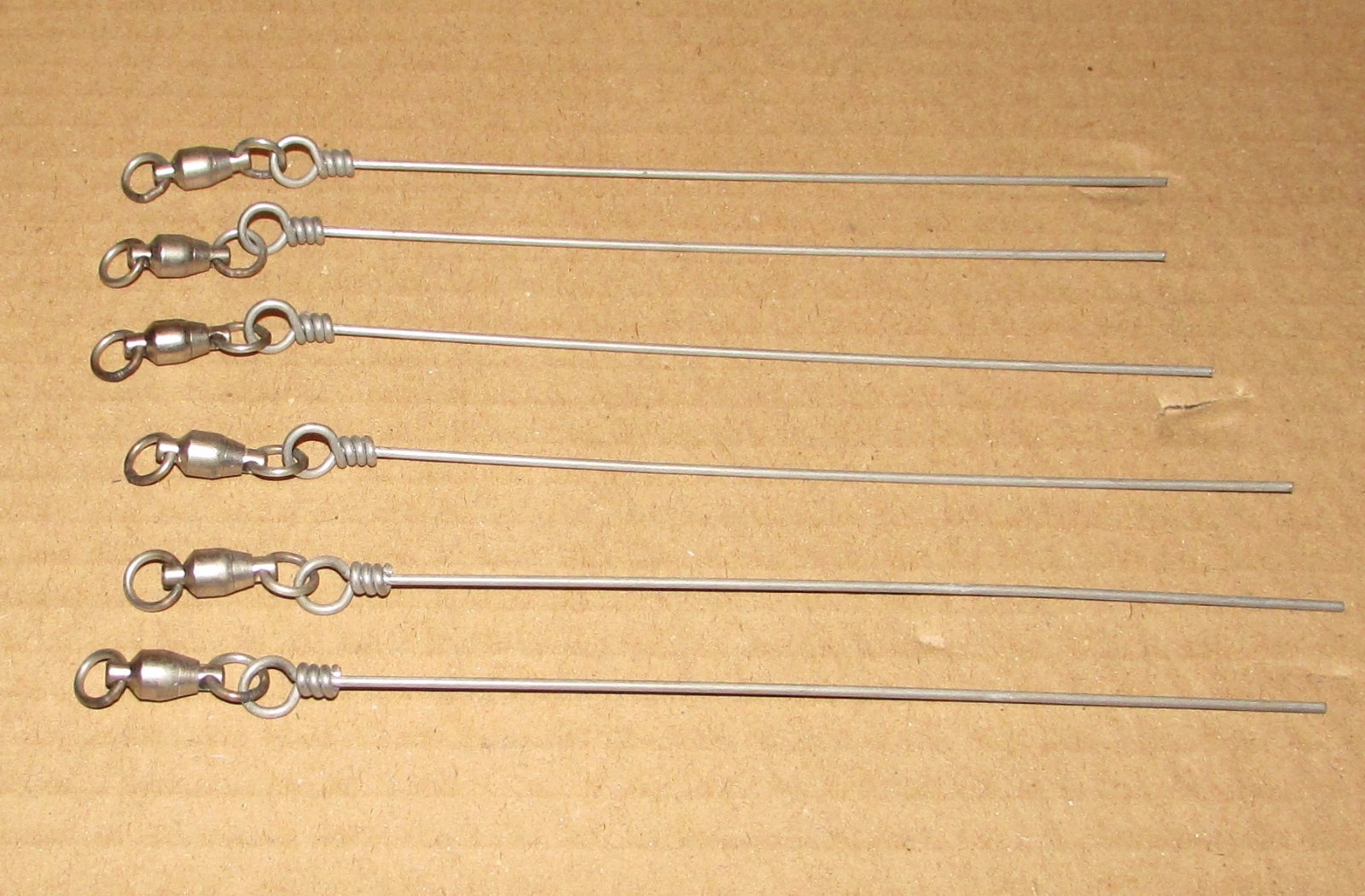 Stainless Steel Ball Bearing Swivel Spinner w/6 inch Straight Leaders (Lot of 6)