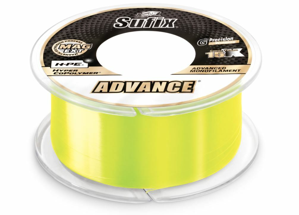 Sufix Advance Monofilament – Neon Lime – 12 lb Test – 330 yards – 604-112L