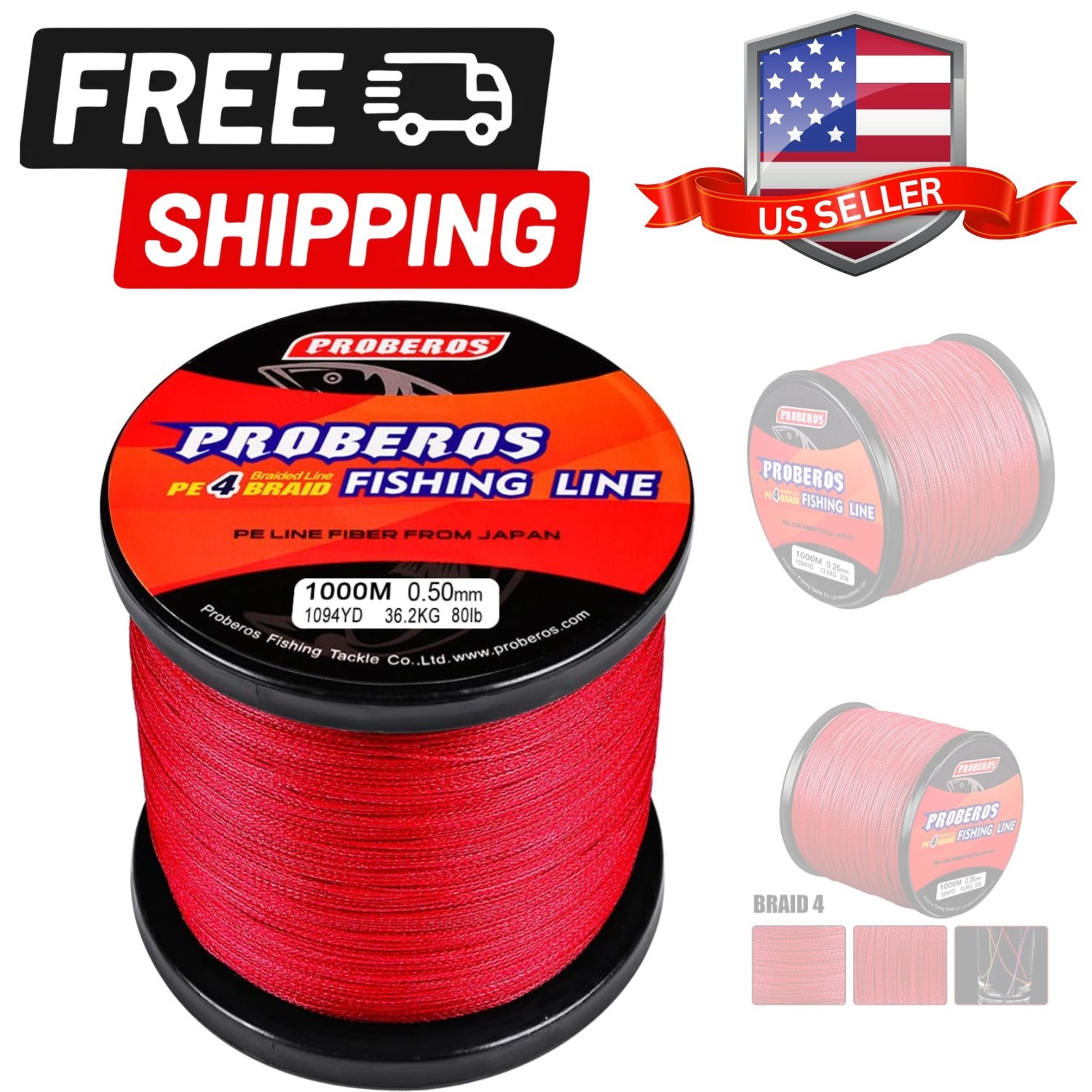 Braided Fishing Line 4 Strands Stronger Multifilament PE Braid Wire for Saltw…