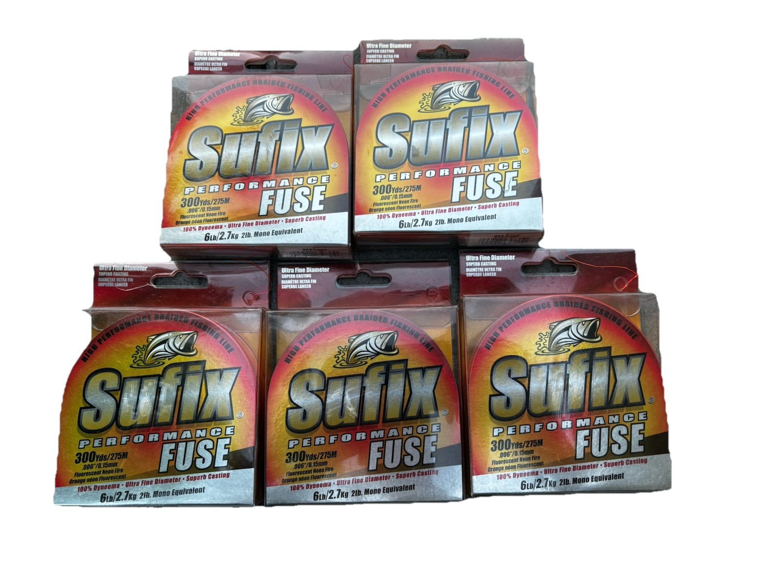 Suffix Seage 6lb Braid Orange 300 Yds (lot Of 5)