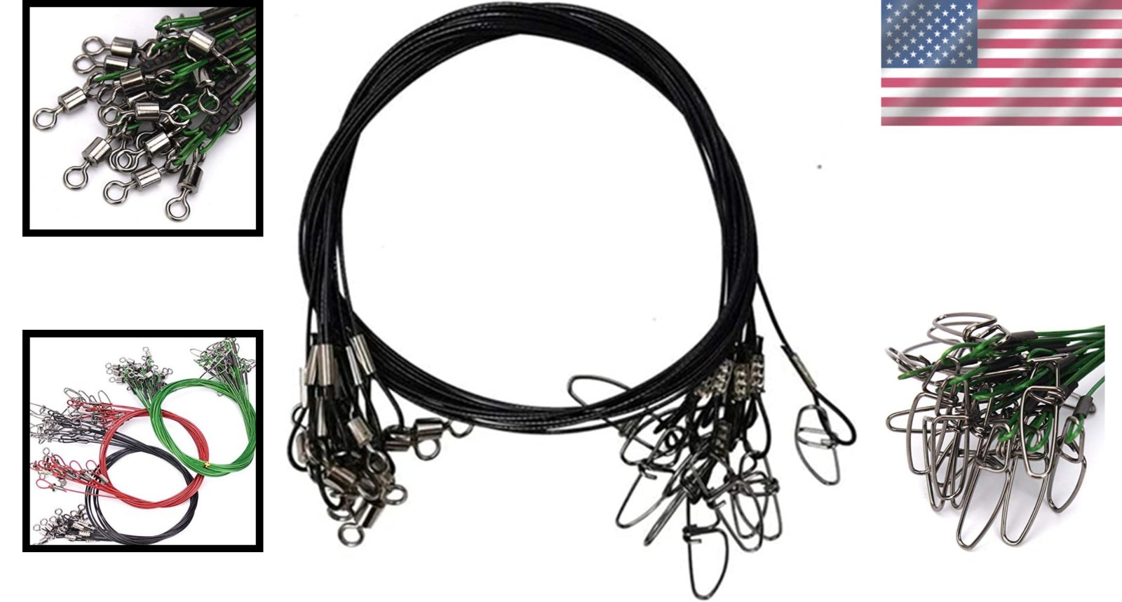 10pcs 150LB Black Stainless Steel Fishing Leaders – For Salt & Freshwater
