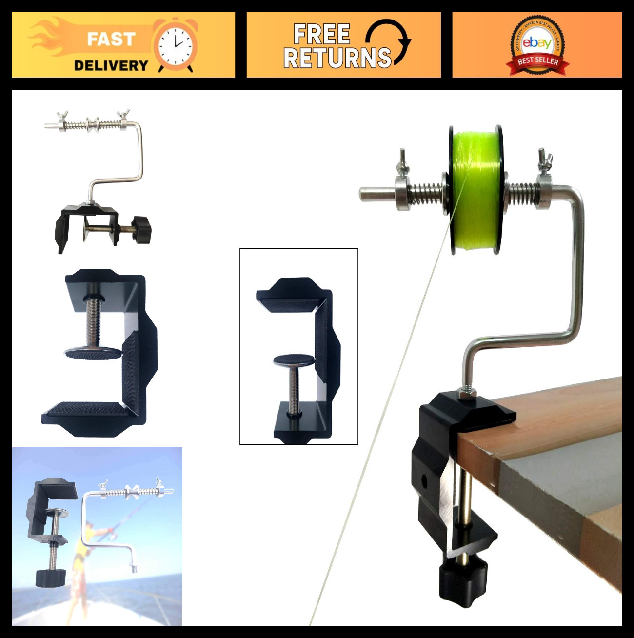 Fishing Line Spooler Winder Tackle Station with U Clamp – Ultimate Reel Spooling