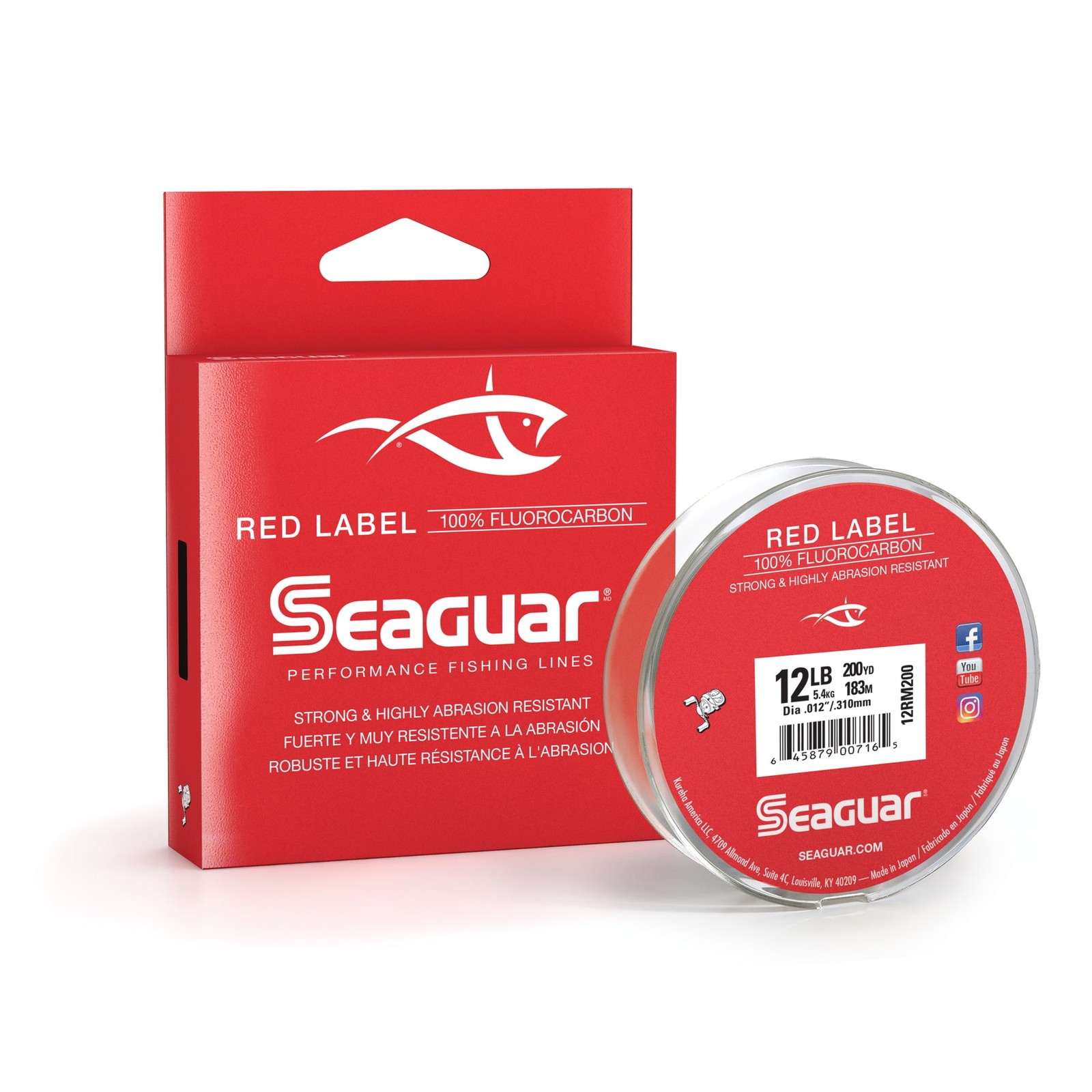 Red Label 100% Fluorocarbon Fishing Line 10lbs 200yds Break Strength/Length