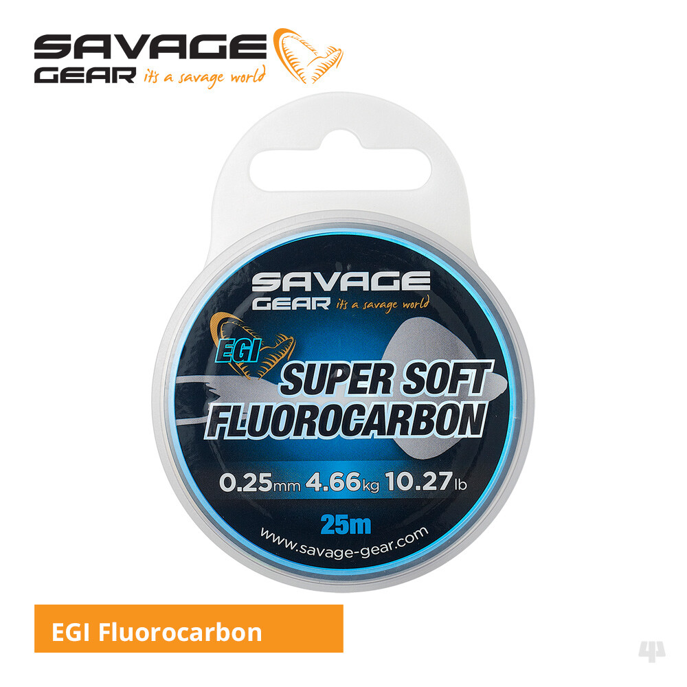 Savage Gear Super Soft EGI Fluorocarbon Leader – Squid Jig Lure Sea Fishing Line