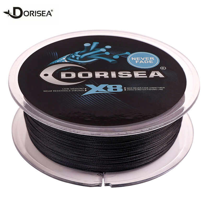 Dorisea NEVER FADE 8 Strands Black PE Braided Fishing line No Dyeing 100m-2000m