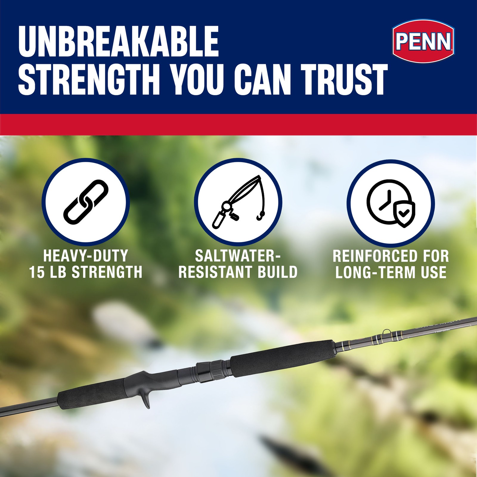 Penn Carnage III Inshore Casting Fishing Rod, 7 Feet, Loads up to 15 Lbs, Black