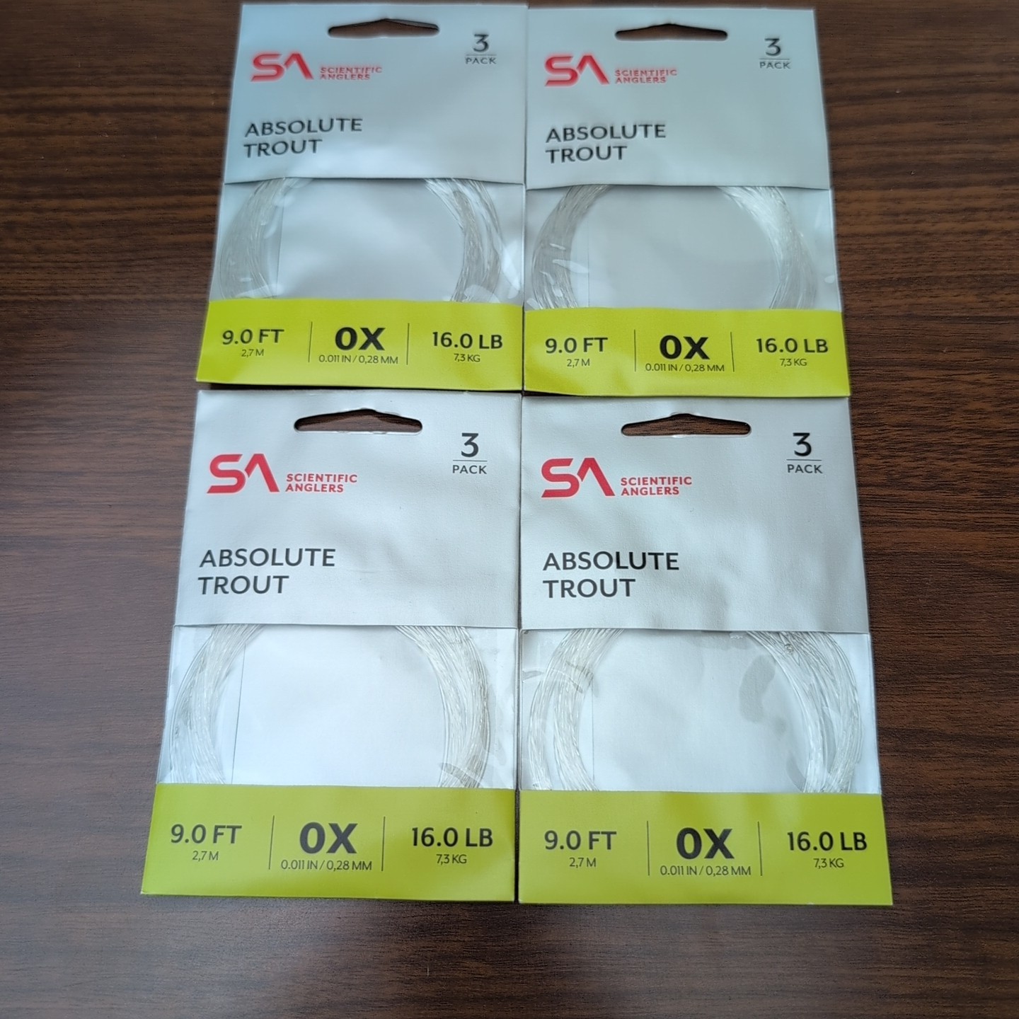 Scientific Anglers Absolute Trout Leader – Lot of (12) 9ft 0X 16.0lb – 25% OFF!