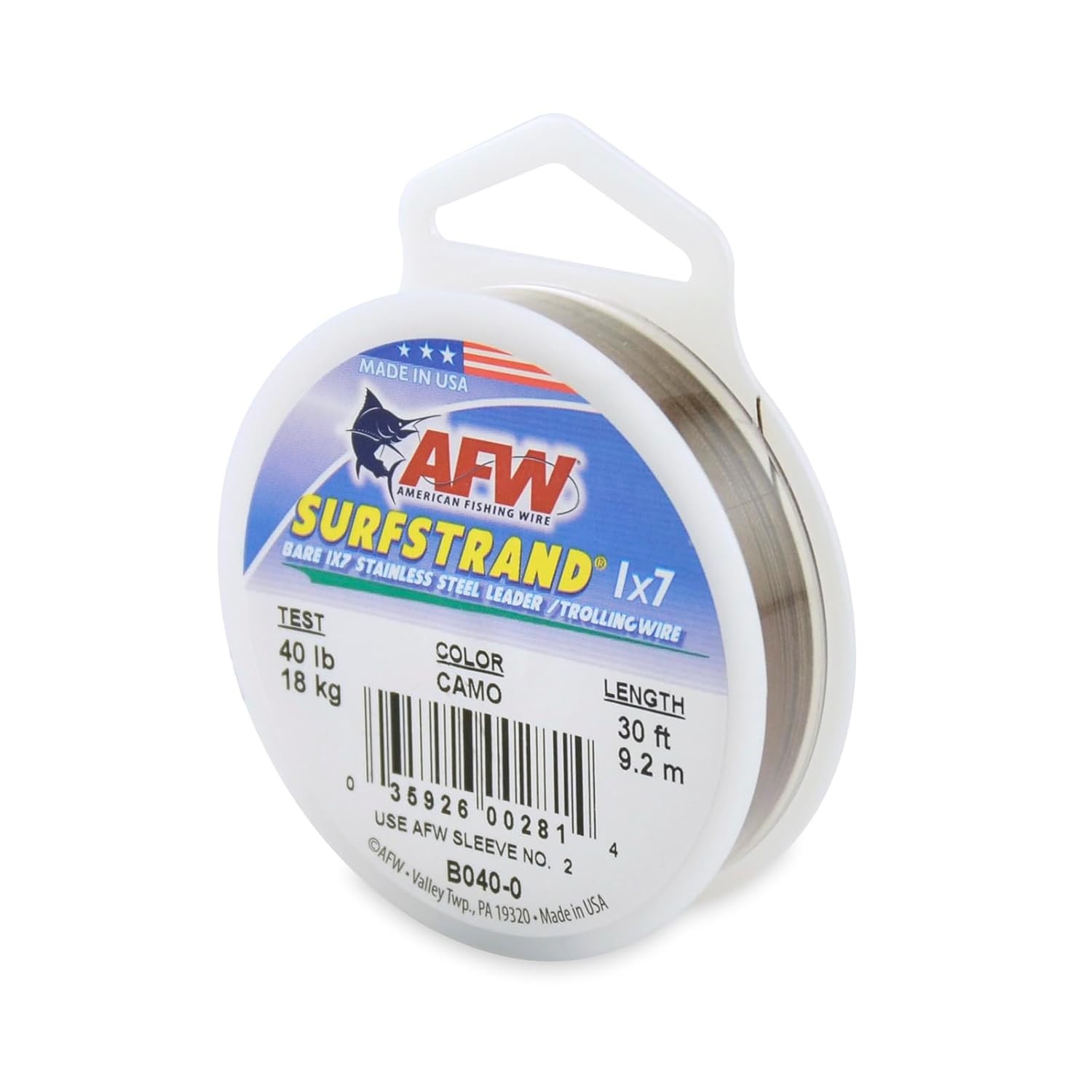 American Fishing Wire Surfstrand 40 lb 30 ft Camo Stainless Steel Leader Wire