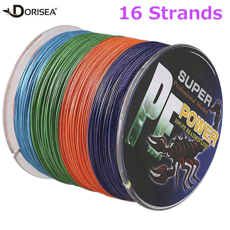16 Strands 100M-2000M Multi-color Hollow Core pe Dynema Braided Sea Fishing Line
